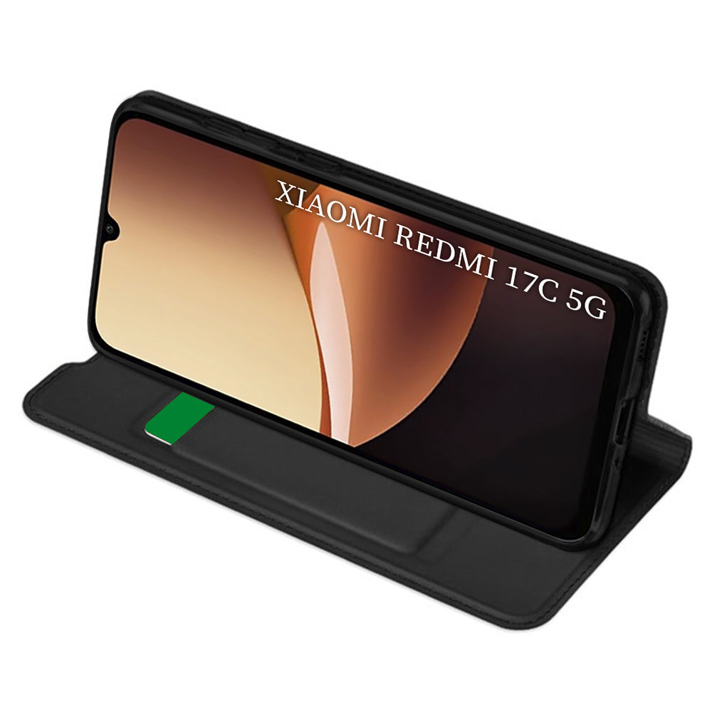 Custodia per Xiaomi Redmi 17C 5G, Techsuit, Magskin Book, Nera