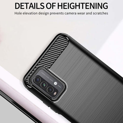 Custodia per Xiaomi Redmi 9 Power / 9T, Techsuit, Carbonio, Nera