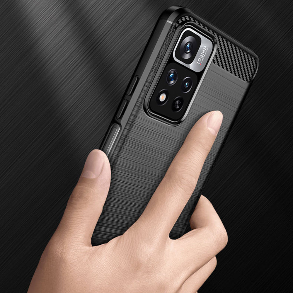Custodia per Xiaomi Redmi Note 11 Pro+ 5G, Techsuit, Carbonio, Nera