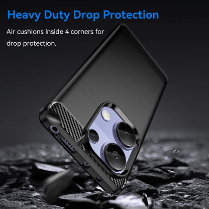 Custodia per Xiaomi Redmi Note 13 Pro 4G / Poco M6 Pro 4G, Techsuit, Carbonio, Blu