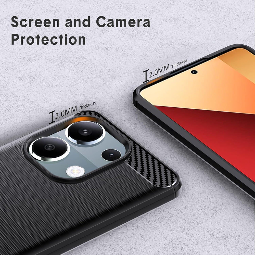 Custodia per Xiaomi Redmi Note 13 Pro 4G / Poco M6 Pro 4G, Techsuit, Carbonio, Nera