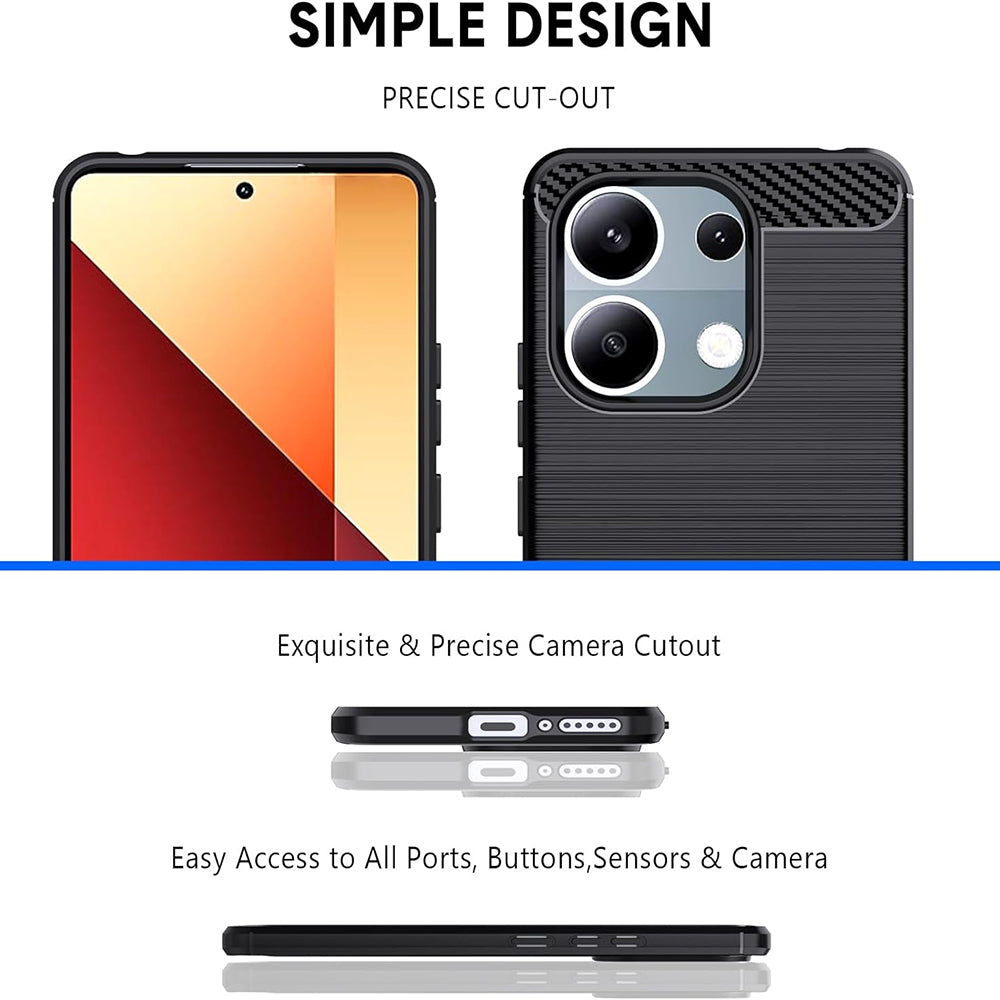 Custodia per Xiaomi Redmi Note 13 Pro 4G / Poco M6 Pro 4G, Techsuit, Carbonio, Nera