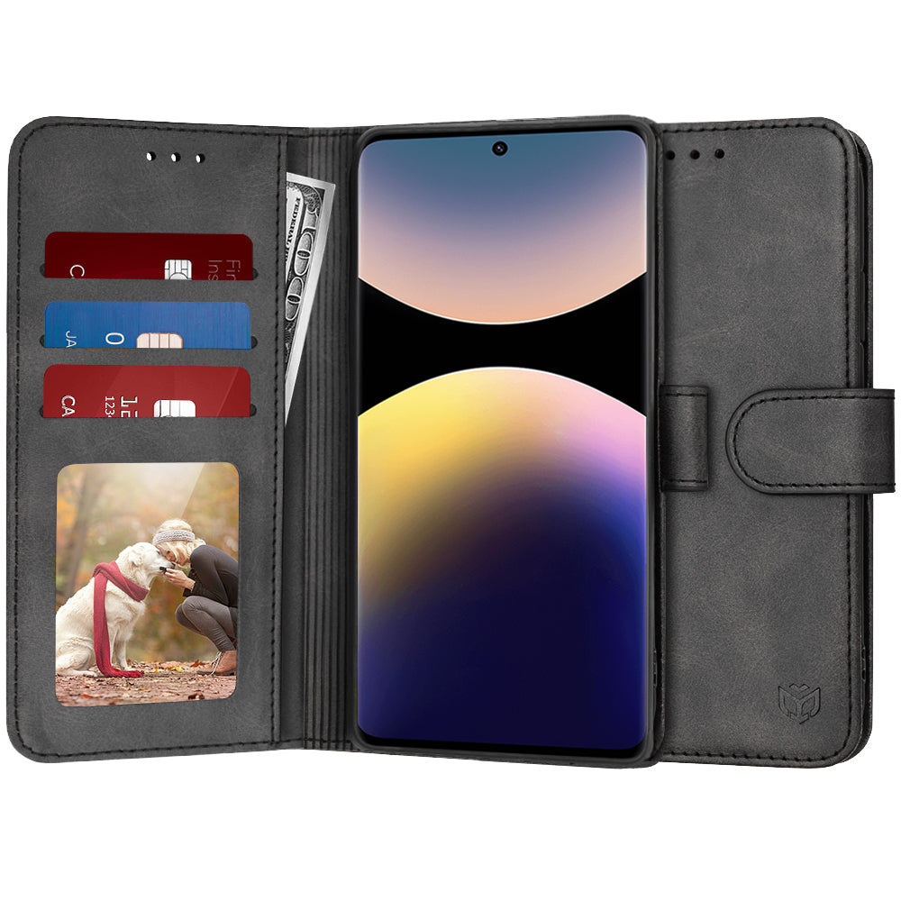 Case for Xiaomi Redmi Note 14 Pro 4G, Techsuit, Diary Book, Black