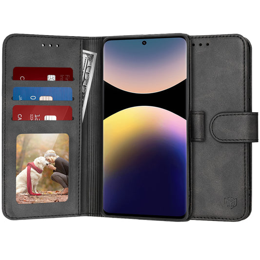 Custodia per Xiaomi Redmi Note 14 Pro+ 5G, Techsuit, Diary Book, Nera