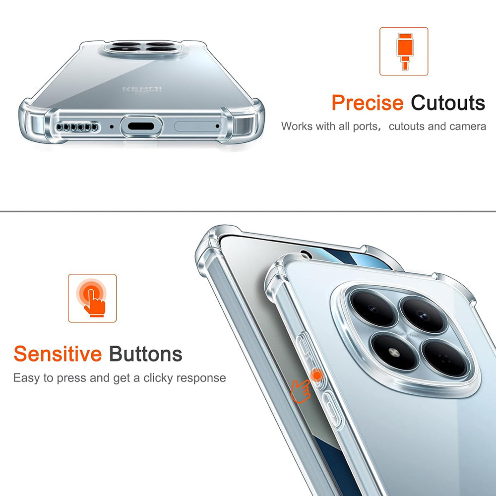 Custodia per Xiaomi Redmi Note 15 Pro 4G, Techsuit, Shockproof Clear, Trasparente