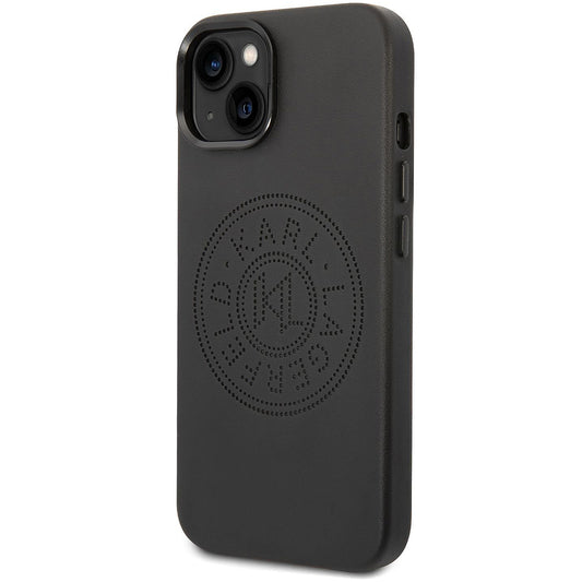 Custodia per Apple iPhone 14 Plus, Karl Lagerfeld, Logo Perforato, Nera