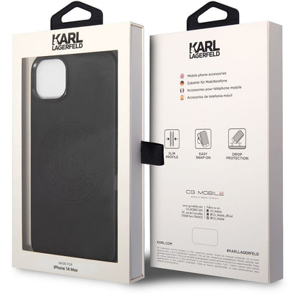 Custodia per Apple iPhone 14 Plus, Karl Lagerfeld, Logo Perforato, Nera