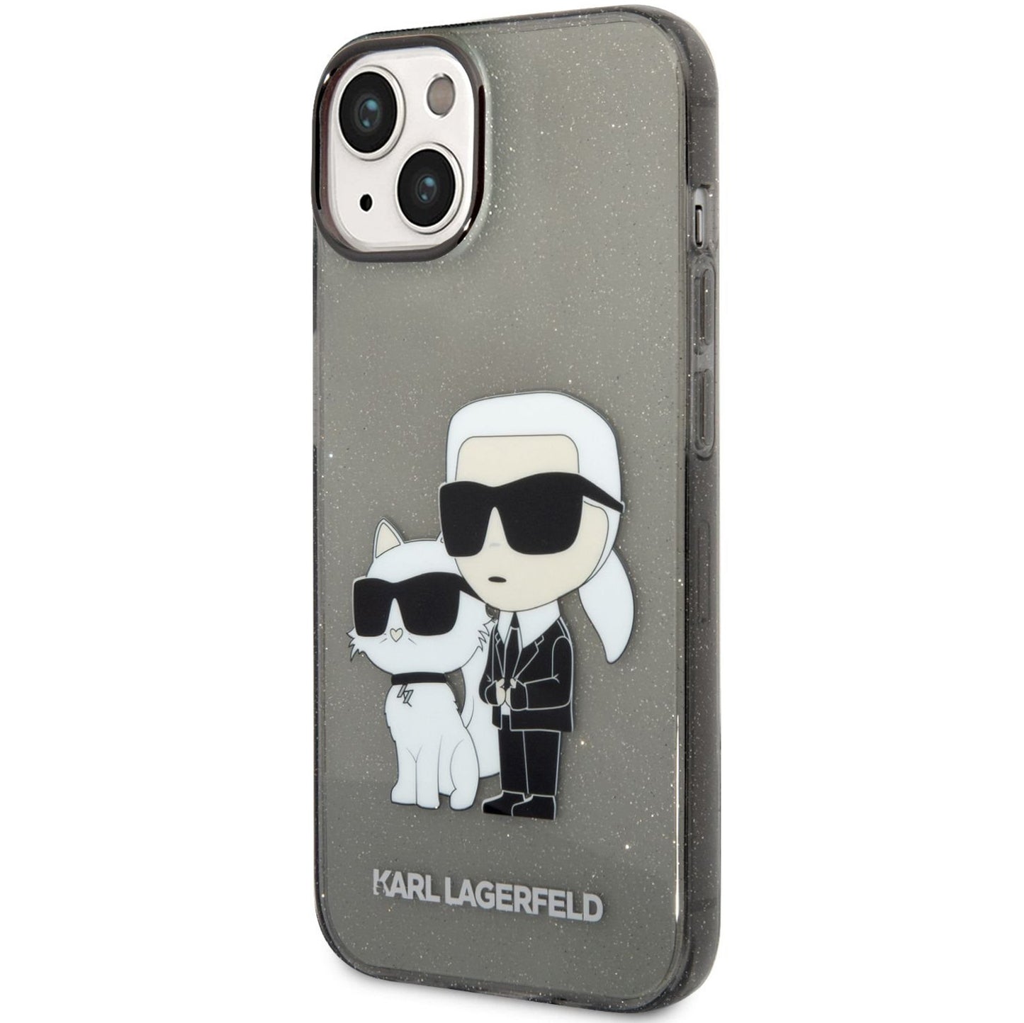 Custodia per Apple iPhone 14 Plus, Karl Lagerfeld, IML Glitter Karl and Choupette NFT, Nera