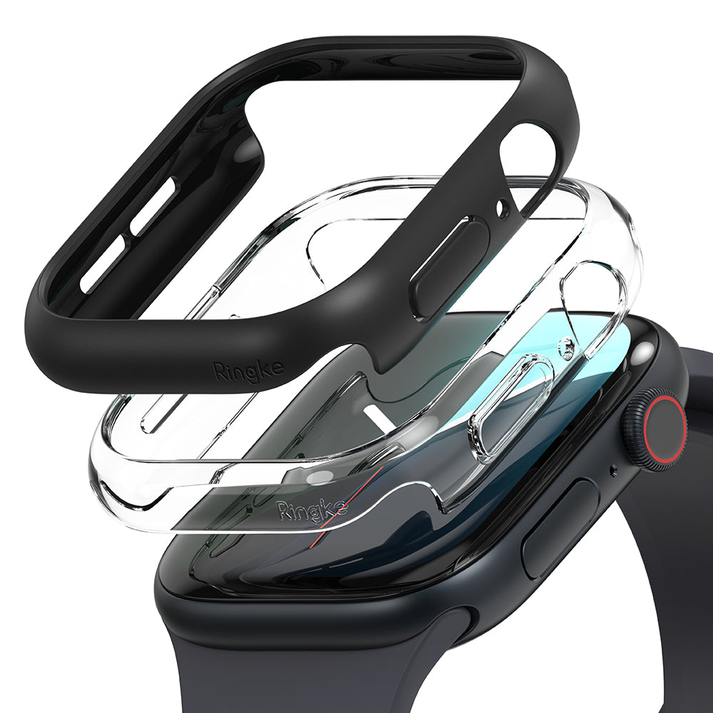 Custodia Ringke Slim per Apple Watch Series 10 / 11 42mm, Set da 2 pezzi, Nero Opaco / Trasparente