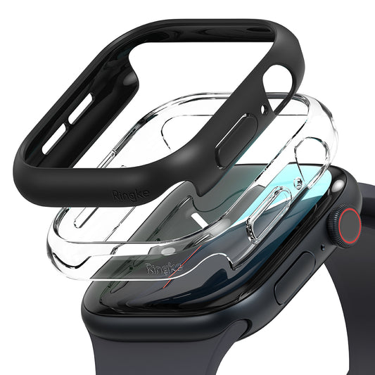 Custodia Ringke Slim per Apple Watch Series 10 / 11 46mm, Set 2 pezzi, Nero Opaco / Trasparente