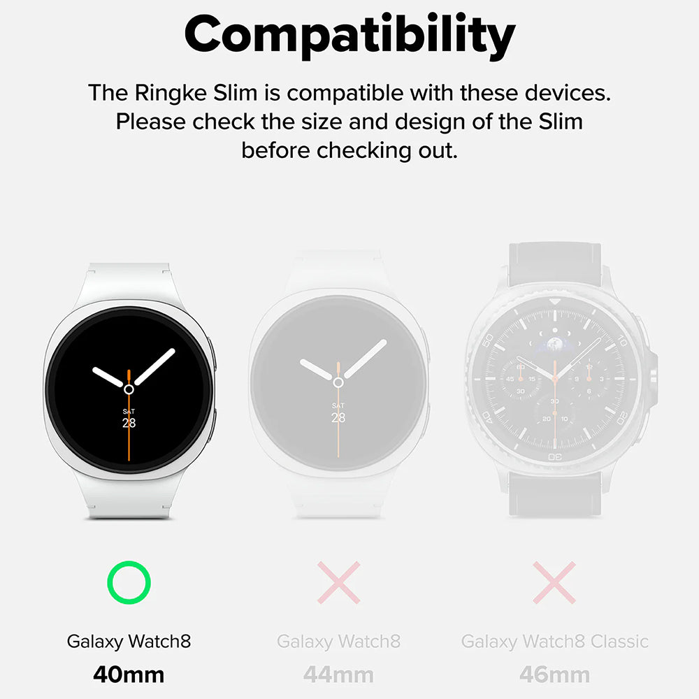 Custodia Ringke Slim per Samsung Galaxy Watch8 40mm, Set 2 pezzi, Nero Opaco