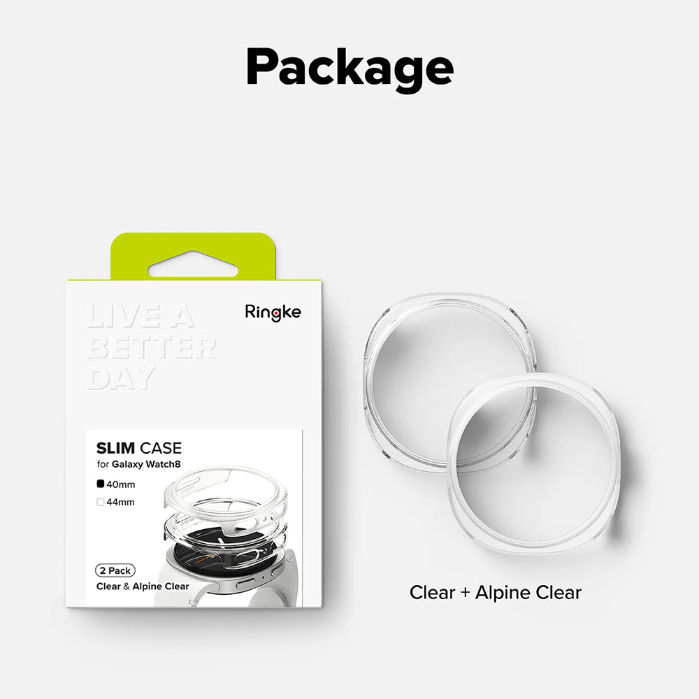 Custodia Ringke Slim per Samsung Galaxy Watch8 40mm, Set 2 pezzi, Trasparente