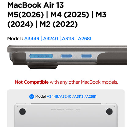 Custodia Spigen Airskin per Apple MacBook Air 13 pollici (2026) / (2025) / (2024) / (2022), Nero Satinato ACS11531