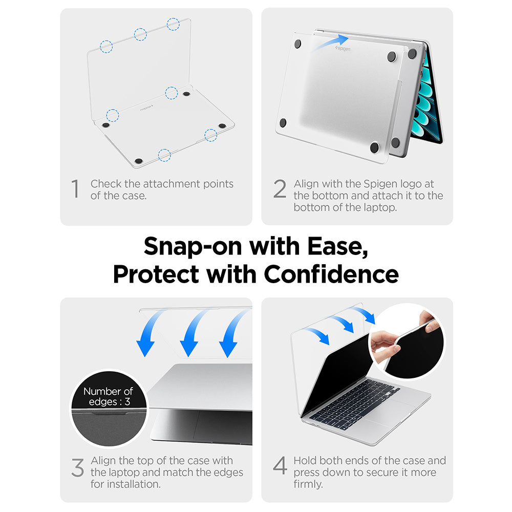 Custodia Spigen Airskin per Apple MacBook Air 13 pollici (2026) / (2025) / (2024) / (2022), Nero Satinato ACS11531