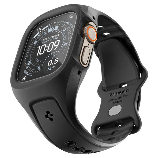 Custodia Spigen Liquid Air Pro con protezione per schermo per Apple Watch Ultra Series, Nero Opaco ACS11416