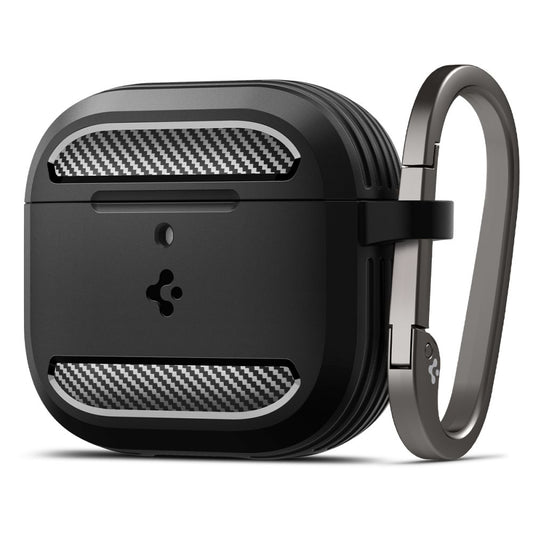 Custodia Spigen Rugged Armor per Apple AirPods 4, Nera Opaca