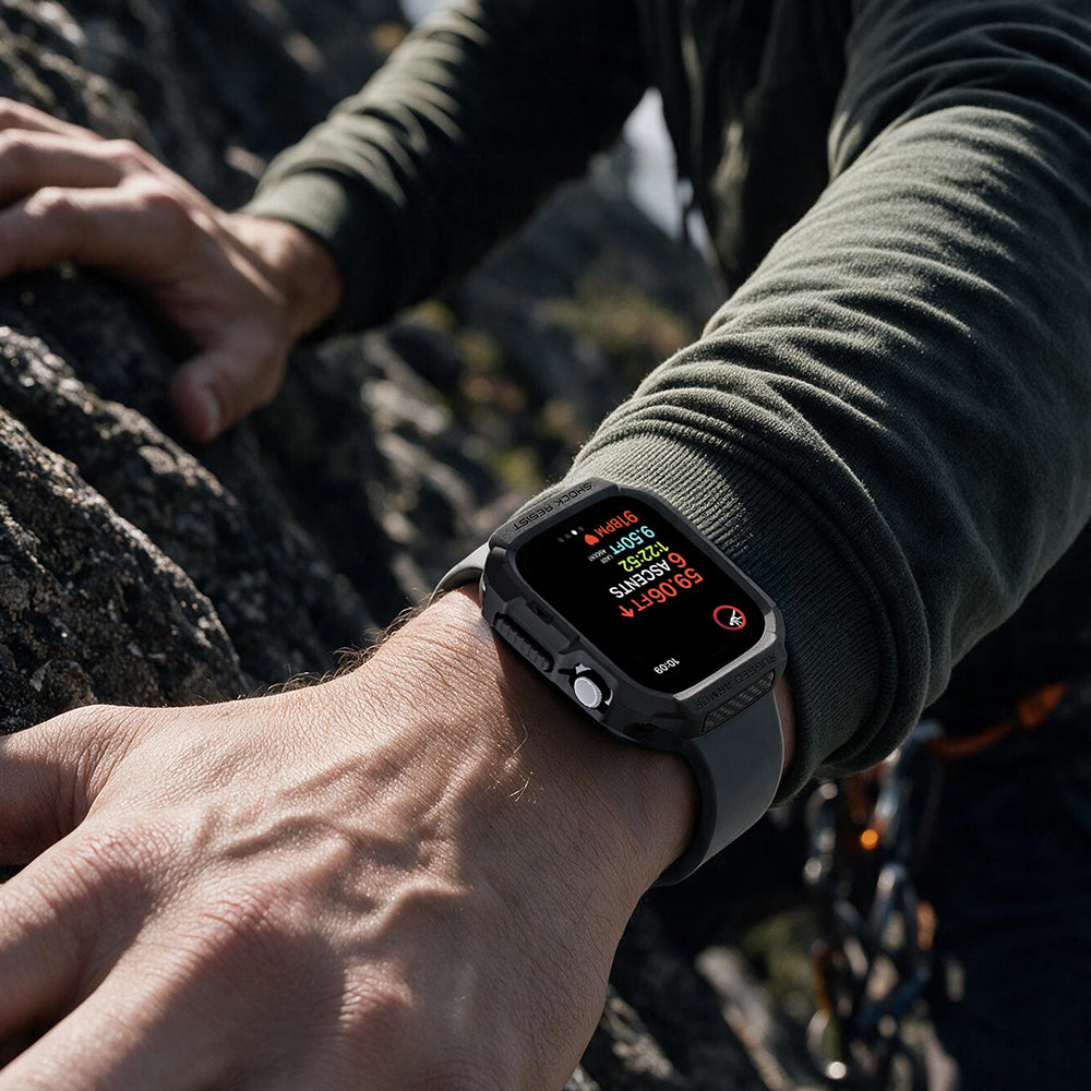 Custodia Spigen Rugged Armor per Apple Watch Series 12 46mm, Nero Opaco ACS11886