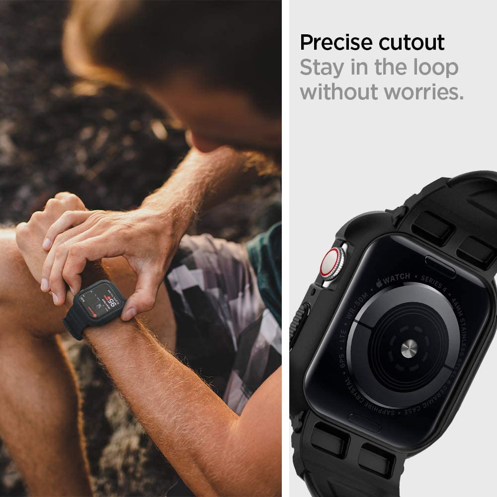 Custodia Spigen Rugged Armor Pro per Apple Watch 44mm Series, Nera 062CS25324