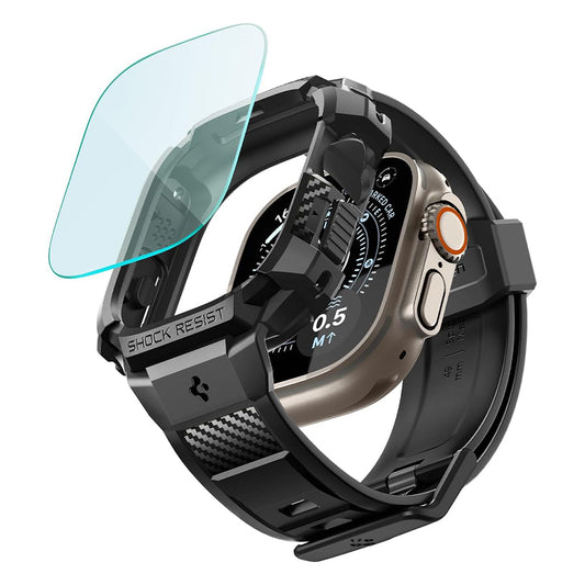 Custodia Spigen Rugged Armor Pro con protezione per lo schermo per Apple Watch Ultra Series, nera ACS12053