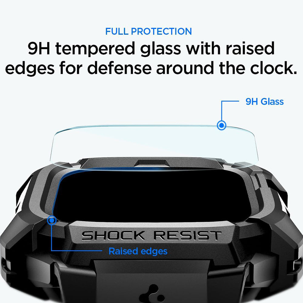 Custodia Spigen Rugged Armor Pro con protezione per lo schermo per Apple Watch Ultra Series, nera ACS12053