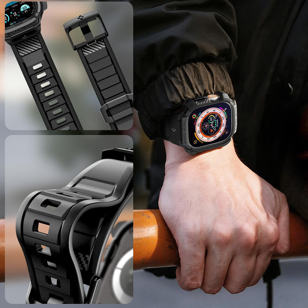 Custodia Spigen Rugged Armor Pro con protezione per lo schermo per Apple Watch Ultra Series, nera ACS12053
