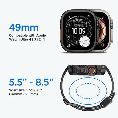 Custodia Spigen Rugged Armor Pro con protezione per lo schermo per Apple Watch Ultra Series, nera ACS12053