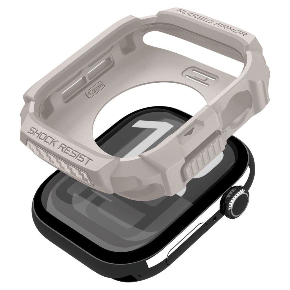 Custodia Spigen Rugged Armor V2 per Apple Watch Series 10 / 11 42mm, Beige