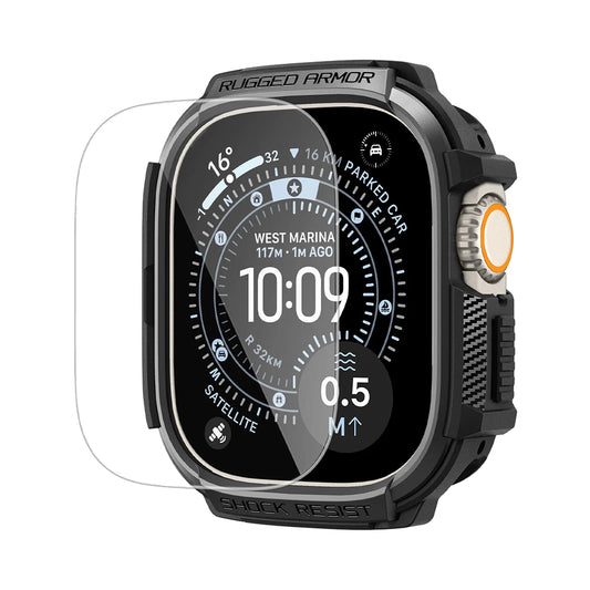 Custodia Spigen Rugged Armor con protezione per schermo per Apple Watch Ultra Series, Nera ACS11414