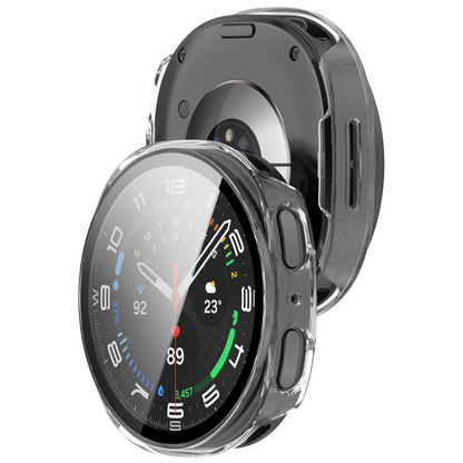 Custodia Tech-Protect Defense per Samsung Galaxy Watch 9 / Watch8 44mm, Set 2 pezzi, Nera / Trasparente