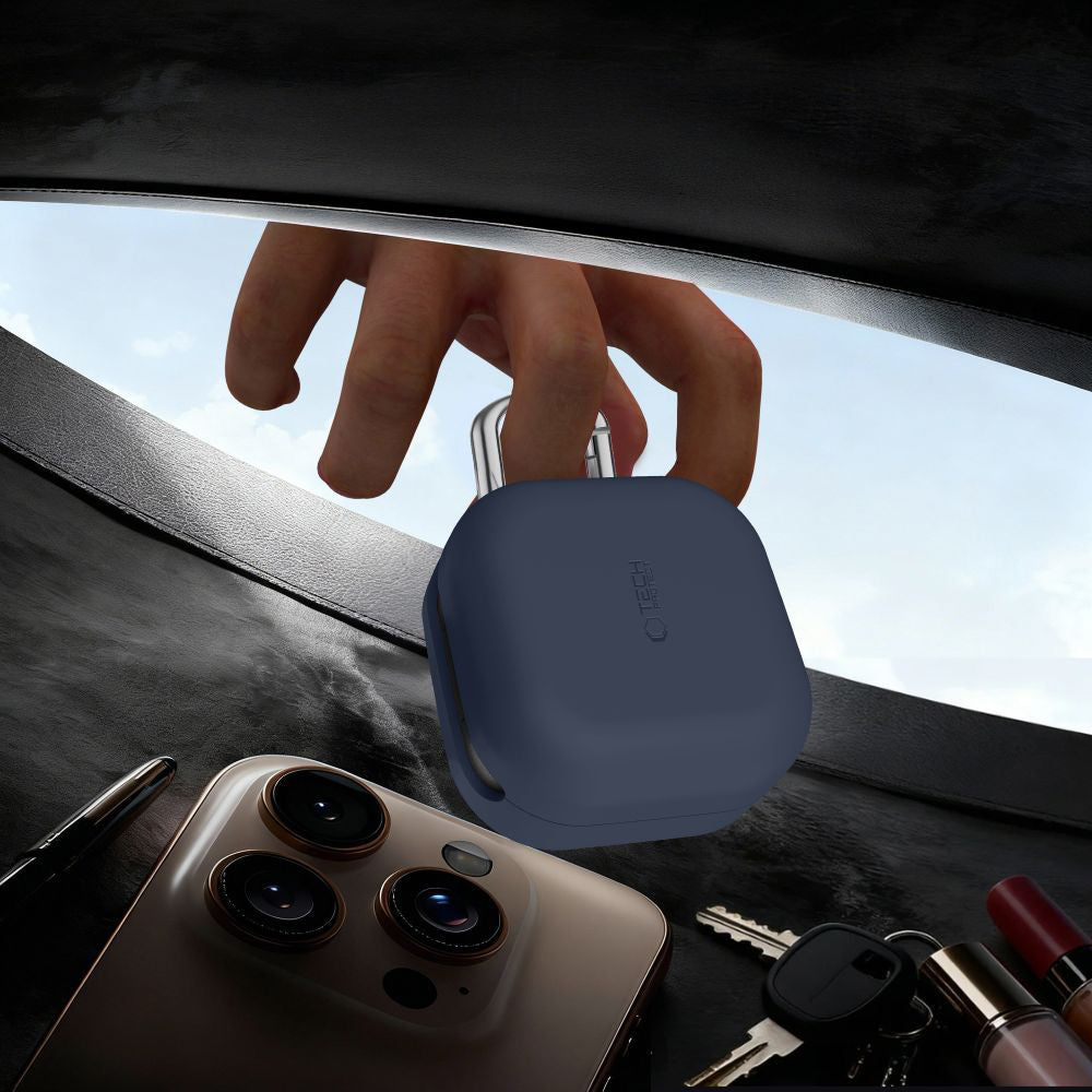 Custodia Tech-Protect Silicone Hook per Samsung Galaxy Buds4 / Buds4 Pro, Blu Navy