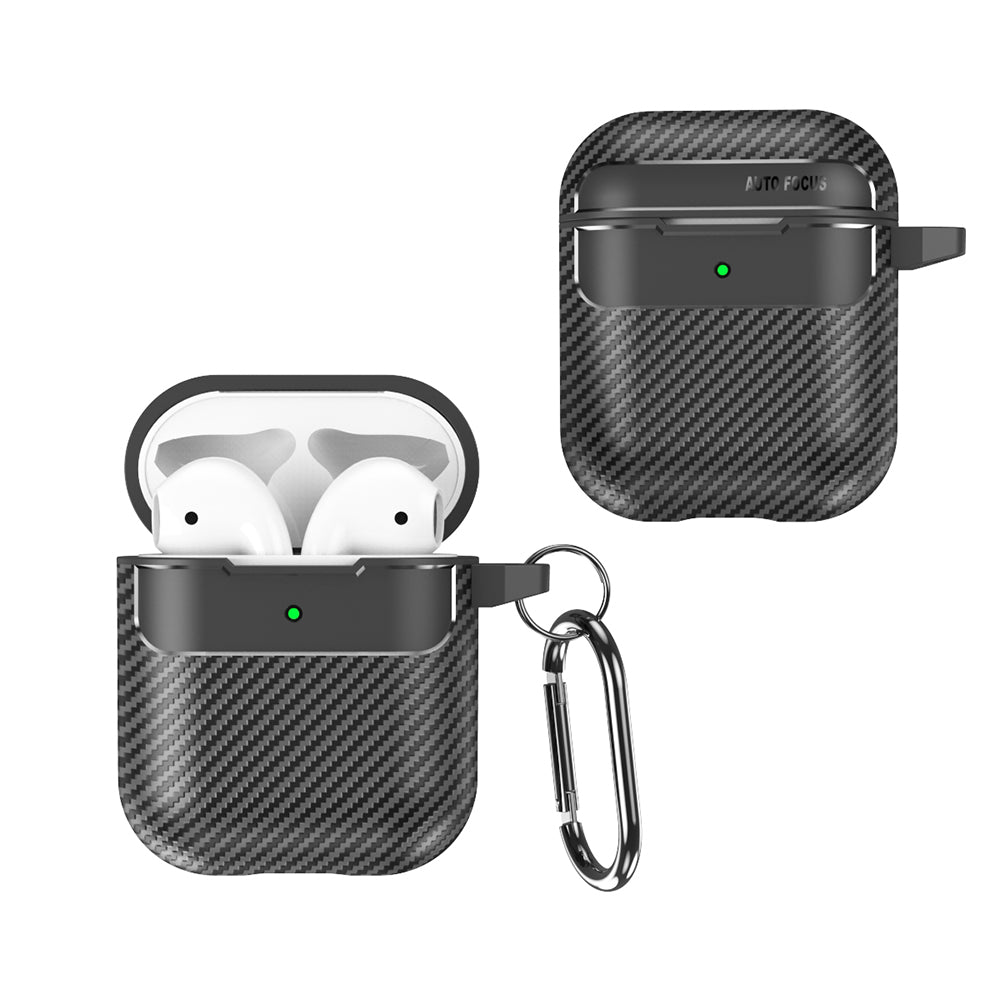 Custodia Techsuit CarbonFiber per Apple AirPods Gen 2 / Gen 1, Nera