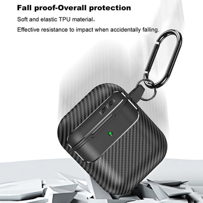 Custodia Techsuit CarbonFiber per Apple AirPods Gen 2 / Gen 1, Nera