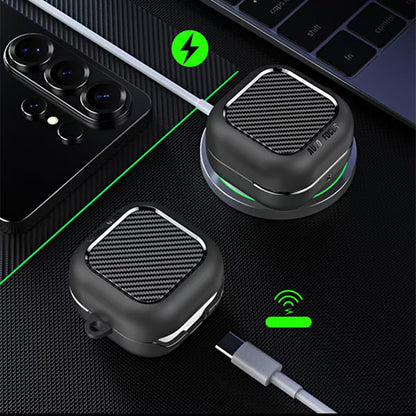 Custodia Techsuit CarbonFiber per Samsung Galaxy Buds4 / Buds4 Pro, Nera