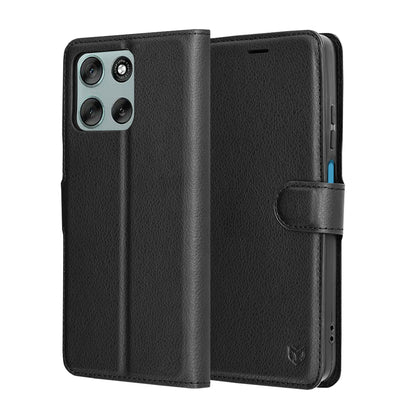 Custodia per Motorola Moto G56, Techsuit, Leather Folio, Nera