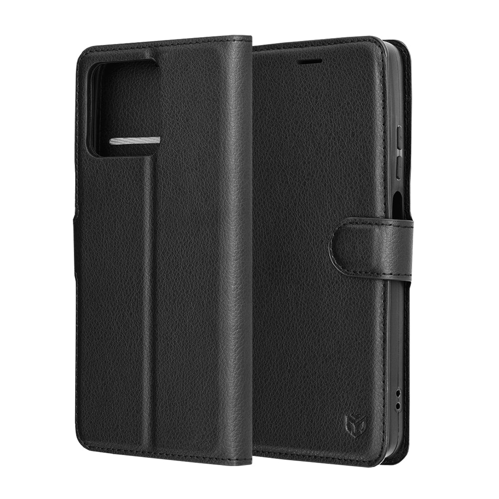 Custodia per Motorola Moto G56, Techsuit, Leather Folio, Nera