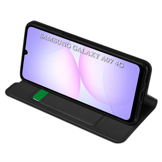 Custodia per Samsung Galaxy A07 4G A075, Techsuit, Magskin Book, Nera