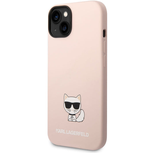 Custodia per Apple iPhone 14 Plus, Karl Lagerfeld, Silicone Body Choupette, Rosa