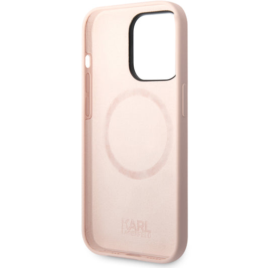Custodia MagSafe per Apple iPhone 14 Pro, Karl Lagerfeld, Silicone Body Karl & Choupette, Rosa