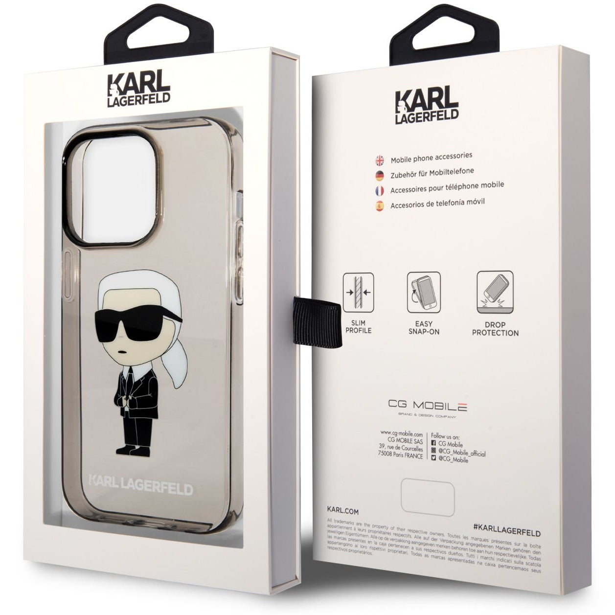 Custodia per Apple iPhone 14 Pro Max, Karl Lagerfeld, IML Ikonik NFT, Nera
