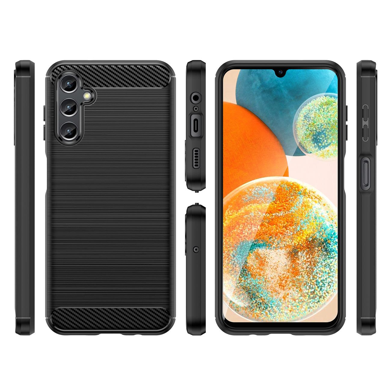 Custodia per Samsung Galaxy A14 A145 / A14 5G A146, OEM, Carbonio, Nera