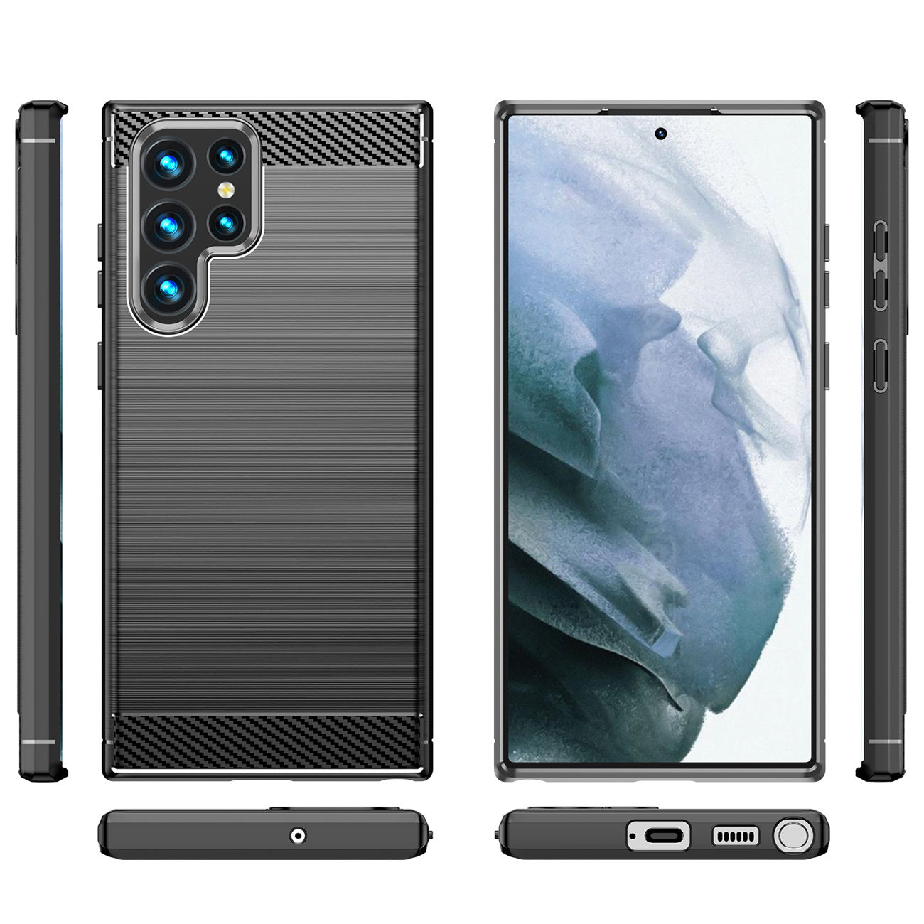 Custodia per Samsung Galaxy S23 Ultra S918, OEM, Carbonio, Nera