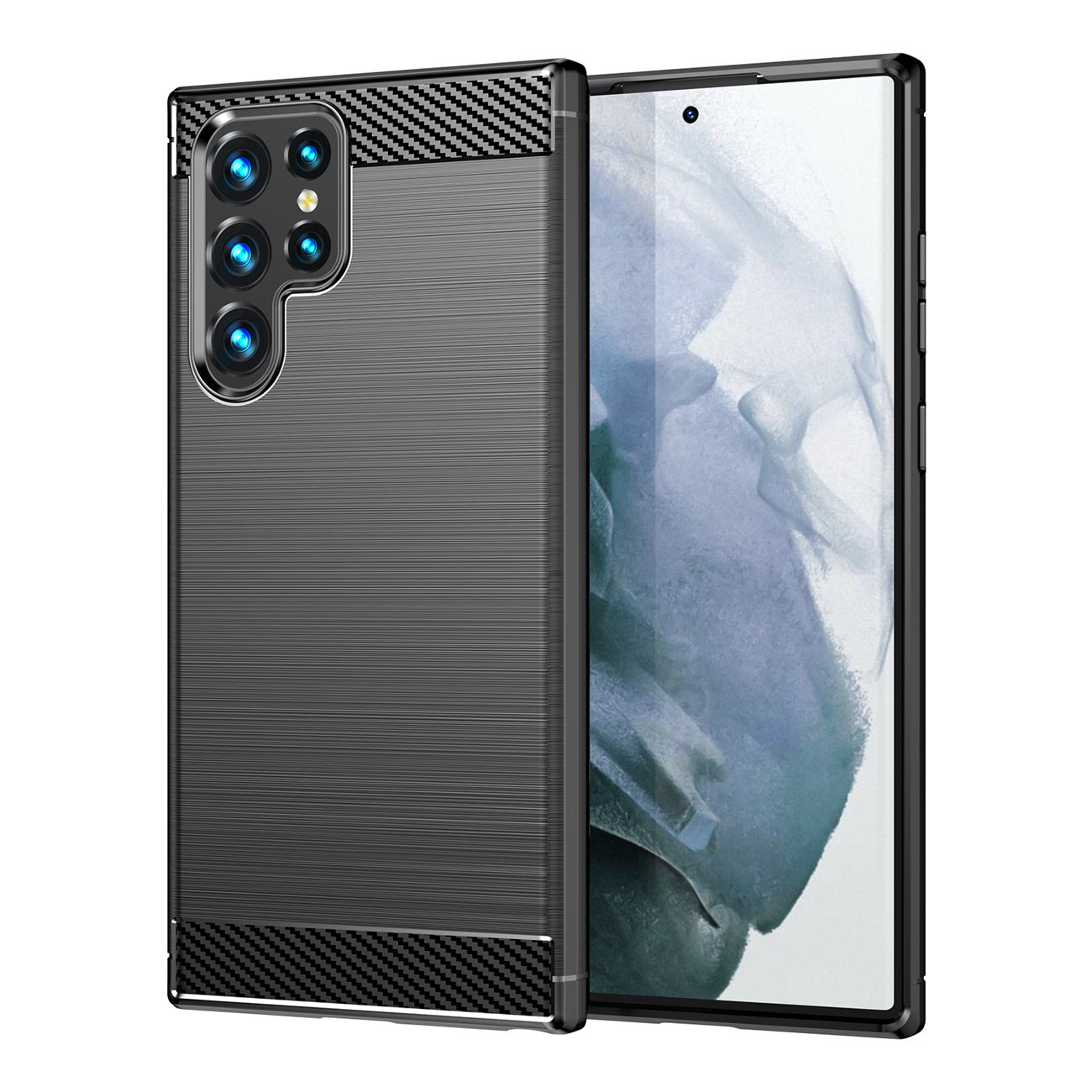 Custodia per Samsung Galaxy S22 Ultra 5G S908, OEM, Carbonio, Nera