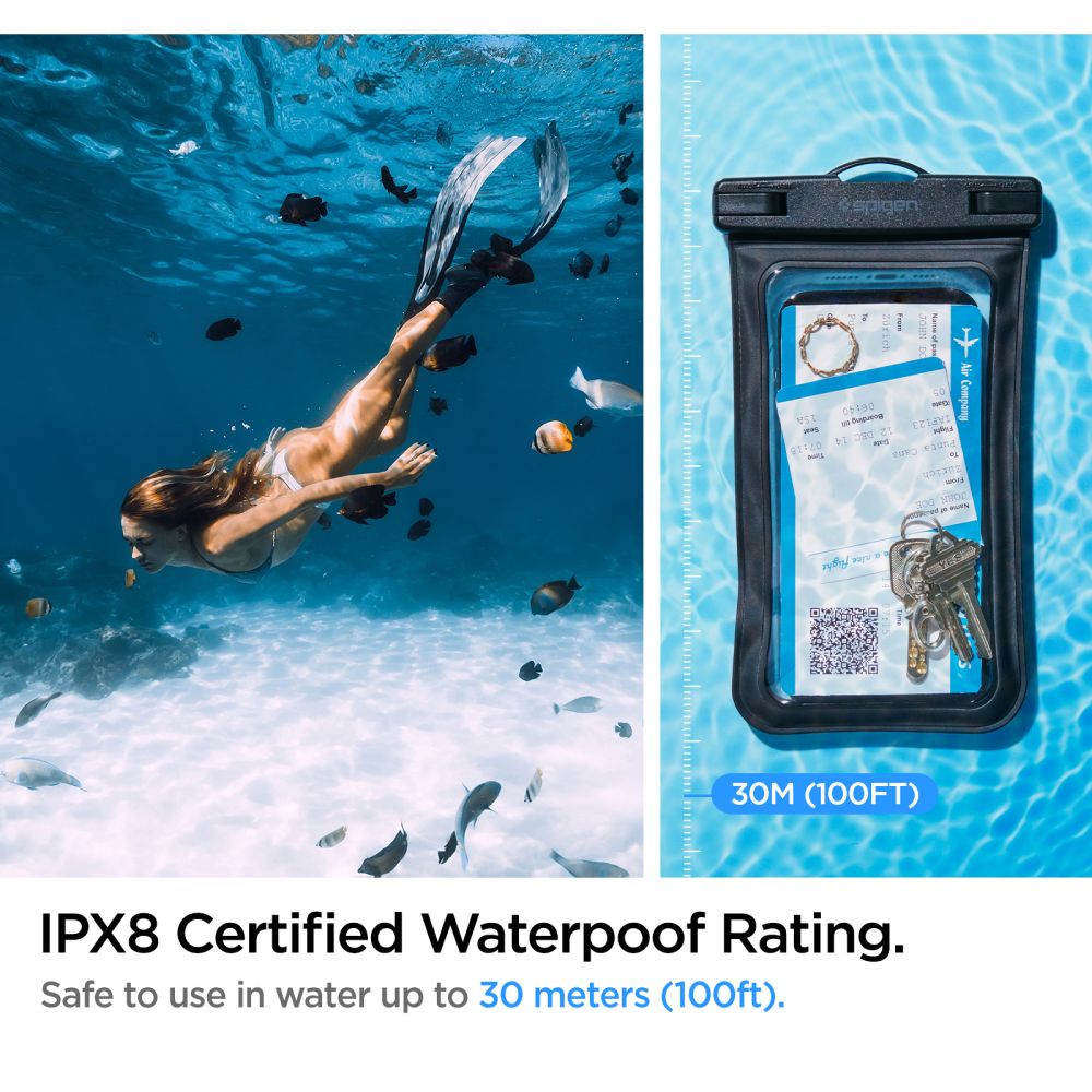 Custodia Universale Waterproof per Telefono max. 3.5inch - 7inch, Spigen, A601, Set 2 pezzi, Nera AMP04523
