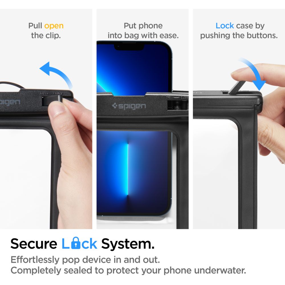 Custodia Universale Waterproof per Telefono max. 3.5inch - 7inch, Spigen, A601, Set 2 pezzi, Nera AMP04523