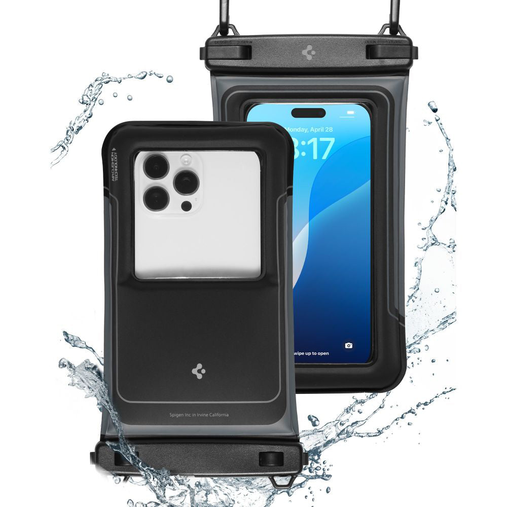 Custodia Universale Waterproof per Telefono max. 6.9inch, Spigen, A611P, Set 2 pezzi, Nera Opaca ACS09348