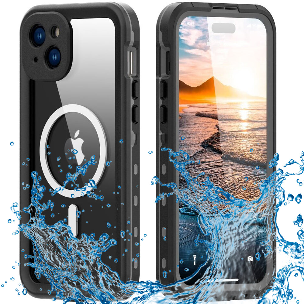 Custodia Waterproof MagSafe per Apple iPhone 15 Plus, ShellBox, Nera