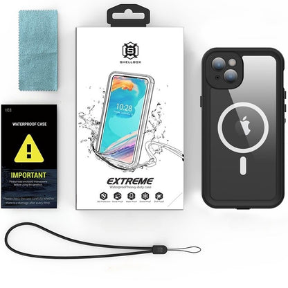 Custodia Waterproof MagSafe per Apple iPhone 15 Plus, ShellBox, Nera
