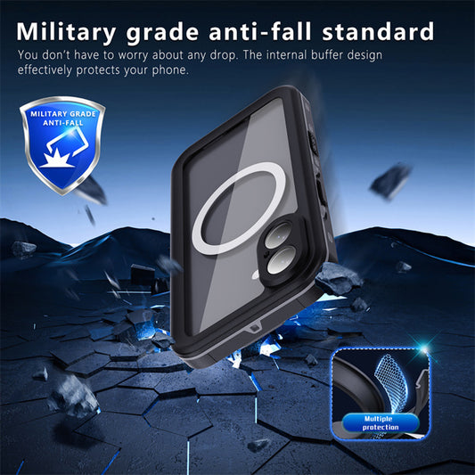 Custodia Waterproof per Apple iPhone 16, ShellBox, Nera