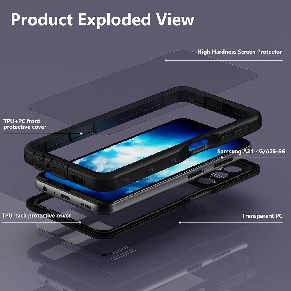 Custodia Waterproof per Samsung Galaxy A25 A256, ShellBox, Nera