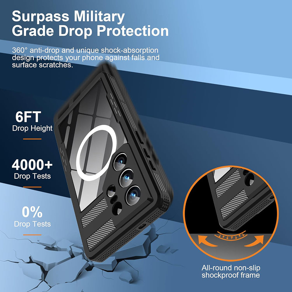 Custodia Waterproof per Samsung Galaxy S26 Ultra S948, ShellBox, Nera